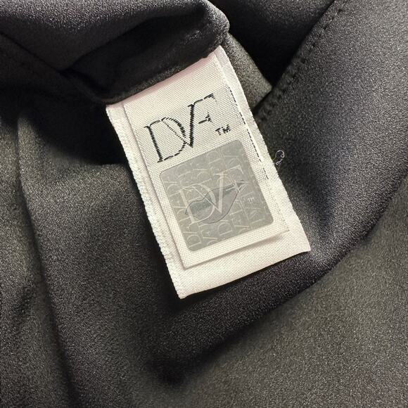Diane Von Furstenberg Black Silk Ella Dress Chiffon Shift Stud Rhinestone Size 2 - Picture 12 of 16